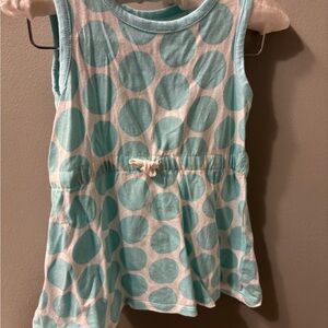 Aqua Polka Dot Kids Sleeveless dress with pockets. Primary co.